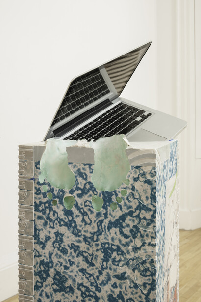 Alex Dordoy, Congsumer (MacBook Pro), 2014.
Courtesy the artist, Zabludowicz Collection and The Modern Institute/Toby Webster LTD., Glasgow.
Photo: Ruth Clark. Detail

