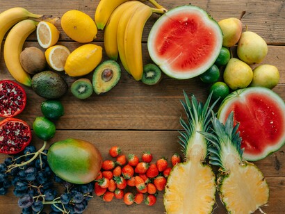 A colorful display of fruits packed with nutrients that help protect the cells from damage and support a healthy immune system