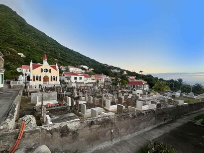 Windward side of the Island of Saba in the Caribbean
