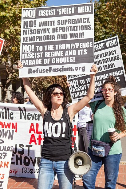 Protest against fascism and hate speech by BAMN movement, Berkeley, USA, 2017