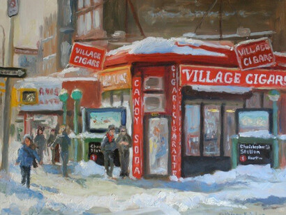 Kathleen Erin Lee, “Village Cigars II” oil