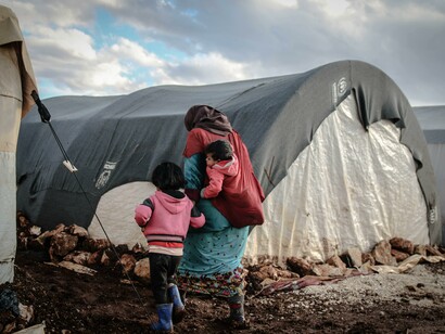 A mother with her two children