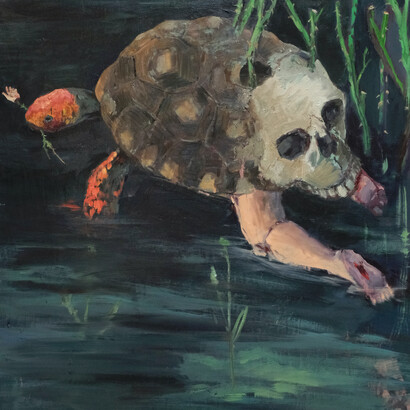 Tartaruga [Turtle], 2019, oil on wood coated with formica, 105 x 100 cm