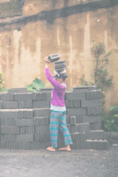 Woman working in construction