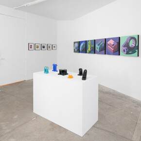 Robert Cottingham, Cameras, typewriters et components, vue d’exposition. Avec l’aimable autorisation de la Galerie Vallois