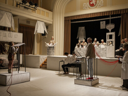Eva Koťátková

The Judicial Murder of Jakob Mohr

2015-2016

Theater performance and video based on the drawing 

Justiz Mord (1909-1910) by Jakob Mohr

Courtesy of the artist, Meyer Riegger, Berlin/Karlsruhe and hunt kastner, Prague