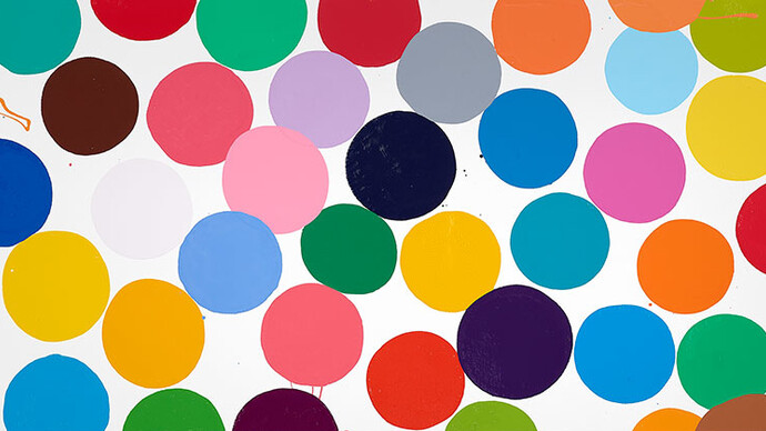 Damien Hirst, Damson Mousse, 2016, Household gloss on canvas, 12 x 24 in., 30.5 x 61 cm © Damien Hirst and Science Ltd. All rights reserved, DACS 2018. Photo: Prudence Cuming Associates