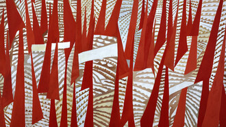 Giulio Turcato (Mantova 1912-Roma 1995), Comizio, 1950, olio su tela, cm 145 x 200, Roma, Galleria d’Arte Moderna © Roma Capitale – Sovrintendenza Capitolina ai Beni Culturali. Foto Schiavinotto Roma. Giulio Turcato, by SIAE 2018
