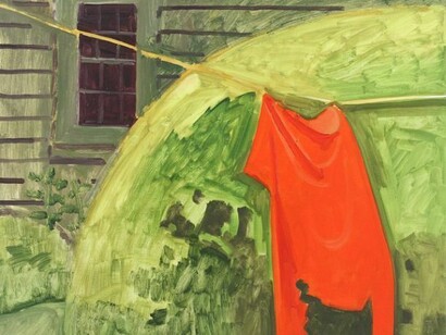 Lois Dodd, Red Shirt and Window, 2013, oil on panel, 15 3/4 x 16 inches © Lois Dodd, courtesy Alexandre Gallery, New York