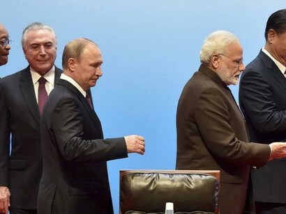 Los presidentes de Sudáfrica, Brasil, Rusia e India en un momento de la cumbre