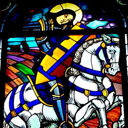 San Jorge, abogado del Gusano. Vitral de Pierre Lahalle, Catedral
Metropolitana de Caracas