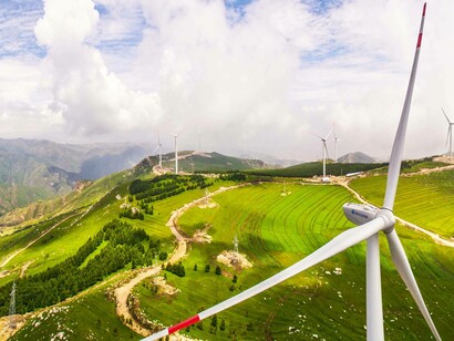 Wind farm in Guangling County, Shanxi province, China