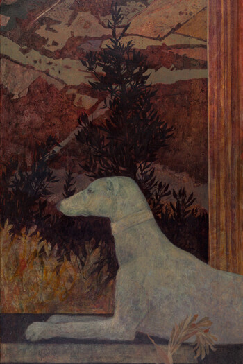 Victoria Crowe, Sentinel Guardian II, oil on linen, 112 x 56 cm