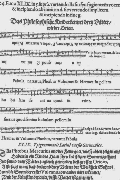 Spartito dell'Atalanta fugiens di Michael Maier 