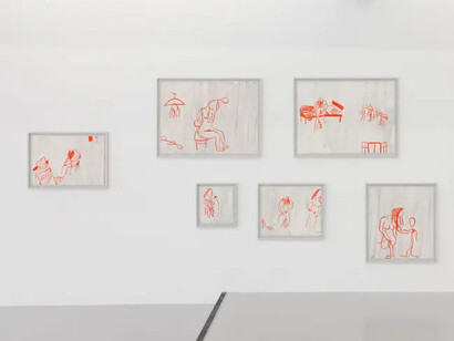 Hannah Heilmann, Red drawings, exhibition view. Courtesy of Wilson Saplana Gallery