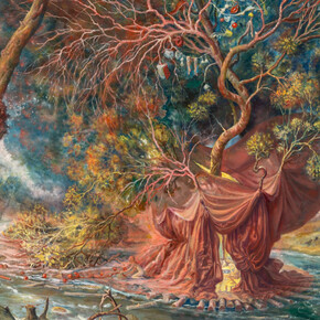 Julie Heffernan, Self-portrait on the brink II, 2024. Courtesy of Catharine Clark Gallery