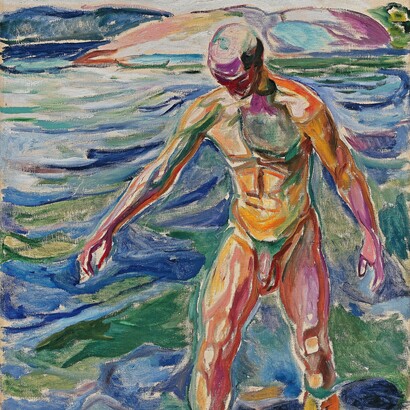 Edvard Munch, "Bathing Man", 1918, dettaglio. Pubblico dominio. Nasjonalmuseet, Oslo, Svezia
