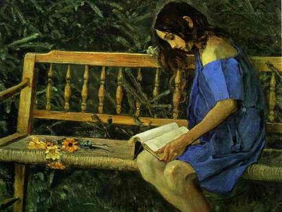 Mikhail Nesterov, *Portrait of Natasha Nesterova (On a Garden Bench)*, 1914       