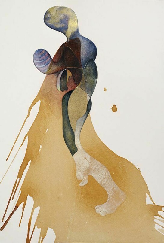 Marcia Kure Conformist Series At the Dowagers Ball 2014 watercolour, kolanut pigment, pencil on Arches HP watercolour paper 24 x 18 in, 60.9 x 45.7 cm
