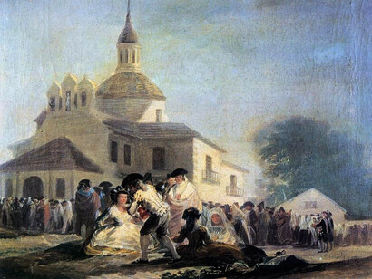 Francisco de Goya. La ermita de San Isidro. 1788. Óleo sobre lienzo. 41,8 × 43,8 cm. Museo del Prado