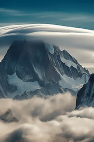 Tranquil scene of majestic mountain range with dramatic sky