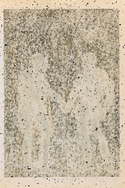 Ed & Mike, 2014-16, Sanded book page, 21 x 29.6 cm © David James, by courtesy of the artist