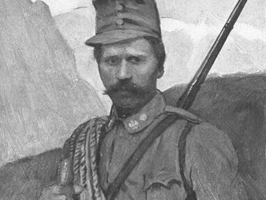 Sepp Innerkofler, Postkarte nach Gemälde, 1915