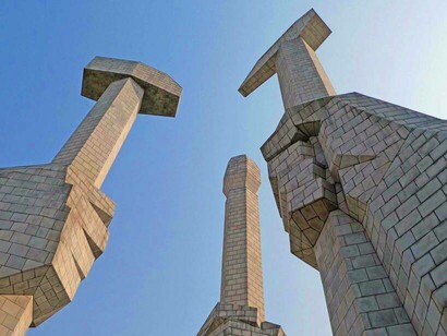 Juche symbol statues in North Korea