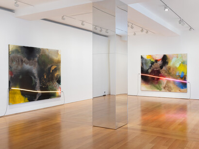 Mary Weatherford, Persephone, exhibition view. Courtesy of Gagosian