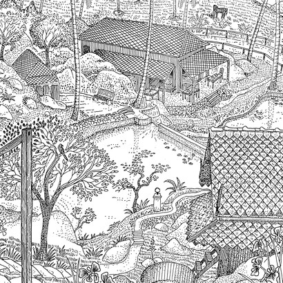 Michael Stillwater, Tropical village path, detail