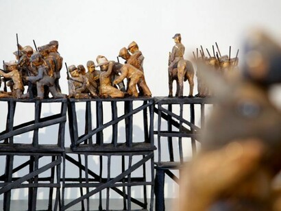 Kerry Jameson, 'Unbounded' installation view with focus on 'Pickett's Ridge' (2013), photo © Philip Sayer, courtesy of Marsden Woo Gallery