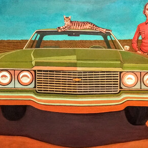 John Roberts, Sixteen, 2023, oil and acrylic on birch, 36x60 inches. Courtesy the artist and David Lusk Gallery