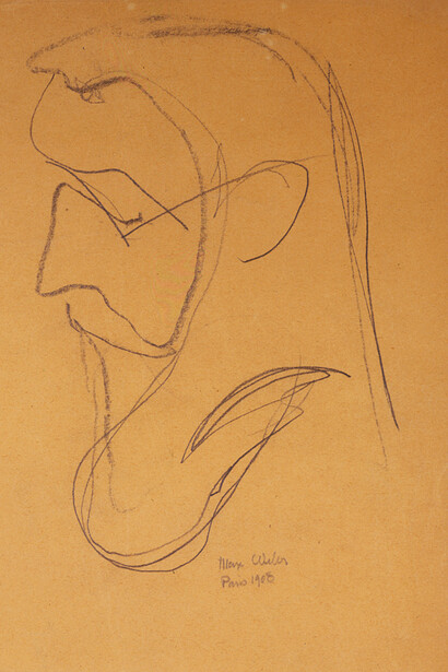 Max Weber, Portrait of Matisse, 1908, graphite on paper, Gerald Peters Gallery, New York