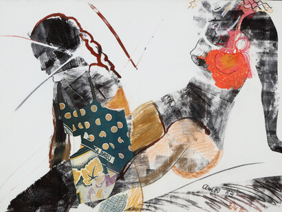 Emma Amos, 2/4 time, 1984. Courtesy of UMMA