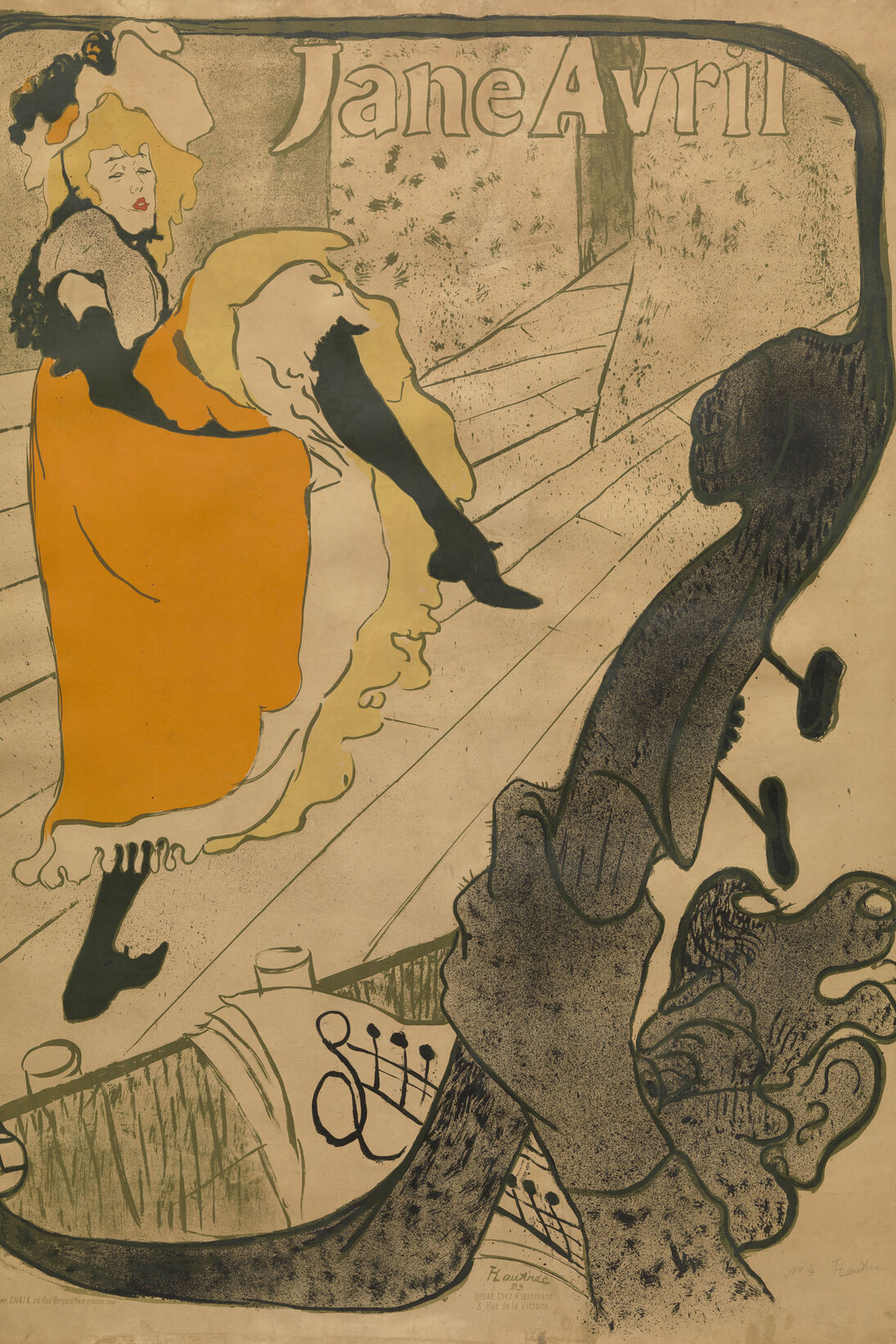 Henri de Toulouse-Lautrec (French, 1864–1901). Jane Avril. 1893. Lithograph, sheet: 49 5/8 x 36 1/8 in. (126 x 91.8 cm) The Museum of Modern Art, New York. Gift of A. Conger Goodyear, 1954 