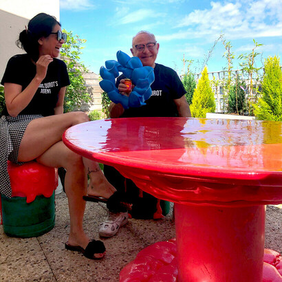 Table by Louis Durot. French chemist and designer, his resin is unique in the world