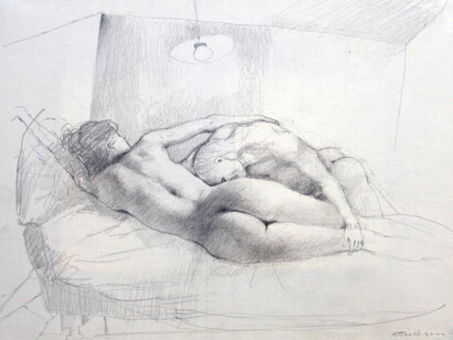 Ugo Attardi, Senza titolo, 2000, matita su carta intelata