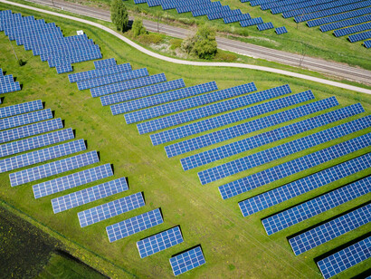 A solar farm as a symbol of alternative energy
