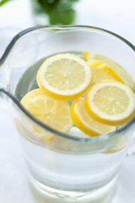 Lemon slices in a bottle of water