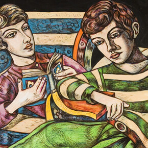 Reading Allowed (detail), oil on paper, © Adrian Wiszniewski, courtesy of Flowers Gallery