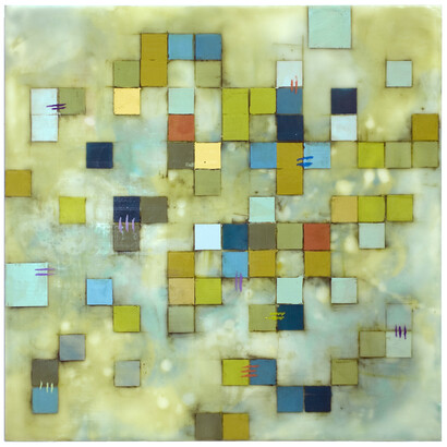 Karen Freedman, Reklamation:  Nach dem Sturm, 2009, Enkaustik auf Holz (Abschabungen), 30,5 x 30,5 x 4,4 cm.