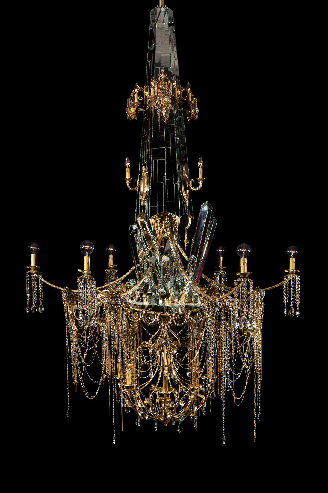 Carlos Rolón/Dzine, Untitled (Around The Way Girl 2), 2013, Metal, gold leaf, glass, vintage jewellery, quartz crystals and latex, 182.9 x 243.8 cm (72 x 96 in.)