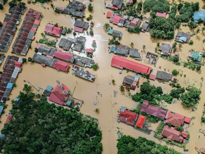 Aieral view of a flooded village