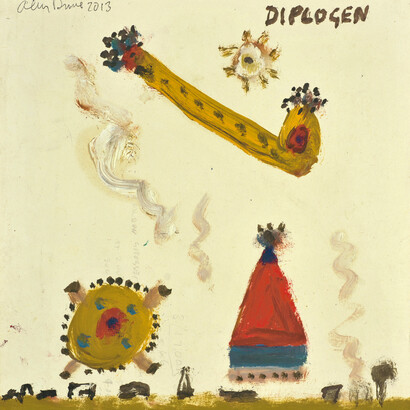 Alan Davie, Diplogen opus OG.3803 2013, oil on paper, 11 x 10 1/4 in/ 28 x 26 cm