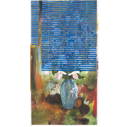 Hernan Bas, “Private Bouquet (Lady Slippers)”, 2015, Acrylique, sérigraphie, crayons de couleurs, craie et pastel gras sur papier, 144,1 x 76,2 cm / 56 3/4 x 30 inches, Photo: R. H. Hensleigh, Courtesy Galerie Perrotin