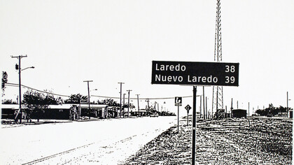 Ethel Shipton, Los Dos Laredos, screen print on strathmore cotton paper, 15 x 22"