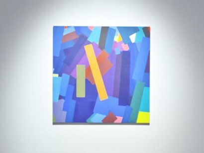 Samia Halaby, Exhibition view. Courtesy of Ayyam Gallery Dubai