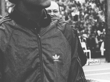 Yannick Noah lors de la finale de la Coupe Cozon au Tennis Club de Lyon en 1978