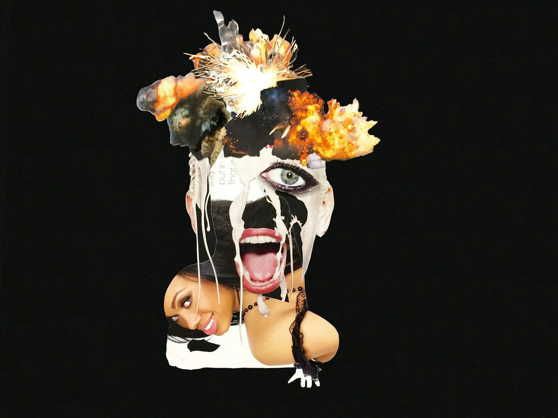 Rashaad Newsome, Yeeeeeees!, unframed, collage on paper, 32 x 25 in, courtesy the artist and The Fine Art Society