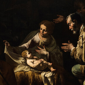 Maître de l'Annonce aux bergers | Meister der Verkündigung an die Hirten | Master of the Annunciation to the Shepherds (actif à Naples vers 1630-1650), L'adoration des bergers | Die Anbetung der Hirten | The Adoration of the Shepherds, vers | um | c. 1612-30, huile sur toile | Öl auf Leinwand | oil on canvas, 125 x 175,5 cm, collection privée | Privatsammlung | private collection © Colnaghi Foundation